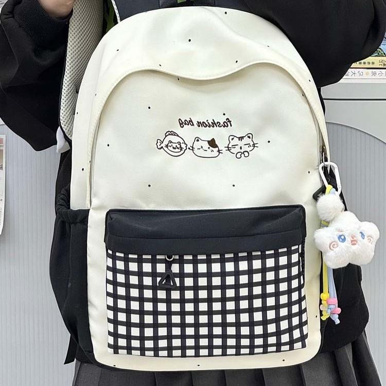 Schultasche Schüler Schultasche Kariert Farbkombination Schultasche Mädchen Mittel- und Oberschüler Rucksack mit großem Fassungsvermögen Studenten Klein