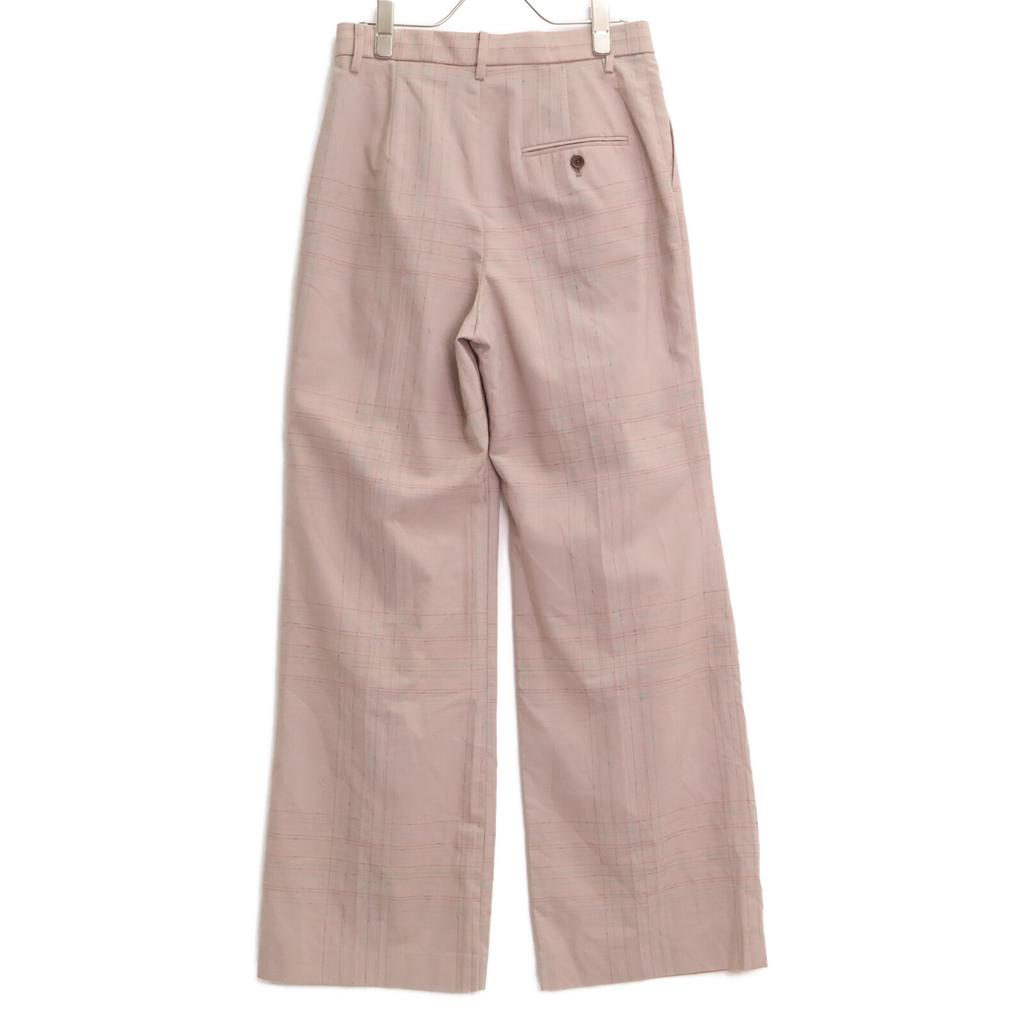 IRENE [Excellent Condition/25Stainless Steel] 27S88009 Knot Stitch Line Trousers Check Pattern Knot Stitch Line Trousers Bottoms 36 beigeUsed