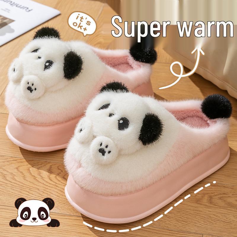 5.0 Super Dikke Zool Panda Dames Pluche Katoenen Pantoffels: Stijl Herfst & Winter 2025, Draagbaar, Warm & Schattig