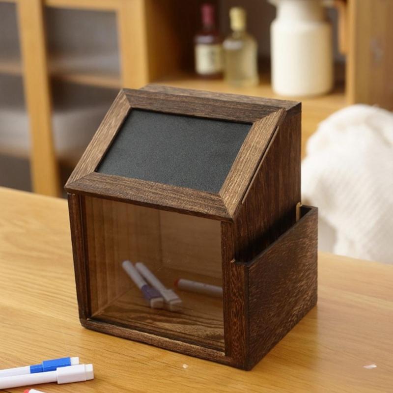 Handcrafted Wooden Feedback Box Featuring Lockable Slot Removable Writing And Storage Compartment For Office Decoration