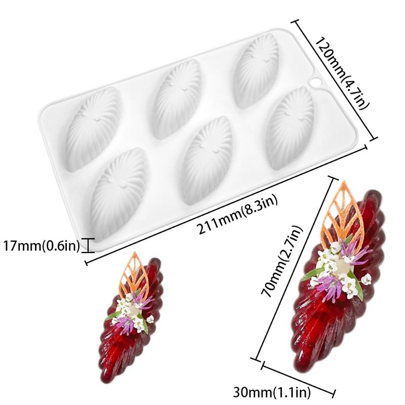 6 Cells 3D Shell Design Pudding Mousse Cake Moulds Madeleine Dessert Chocolate Silicone Mold Cake Decorating Tools