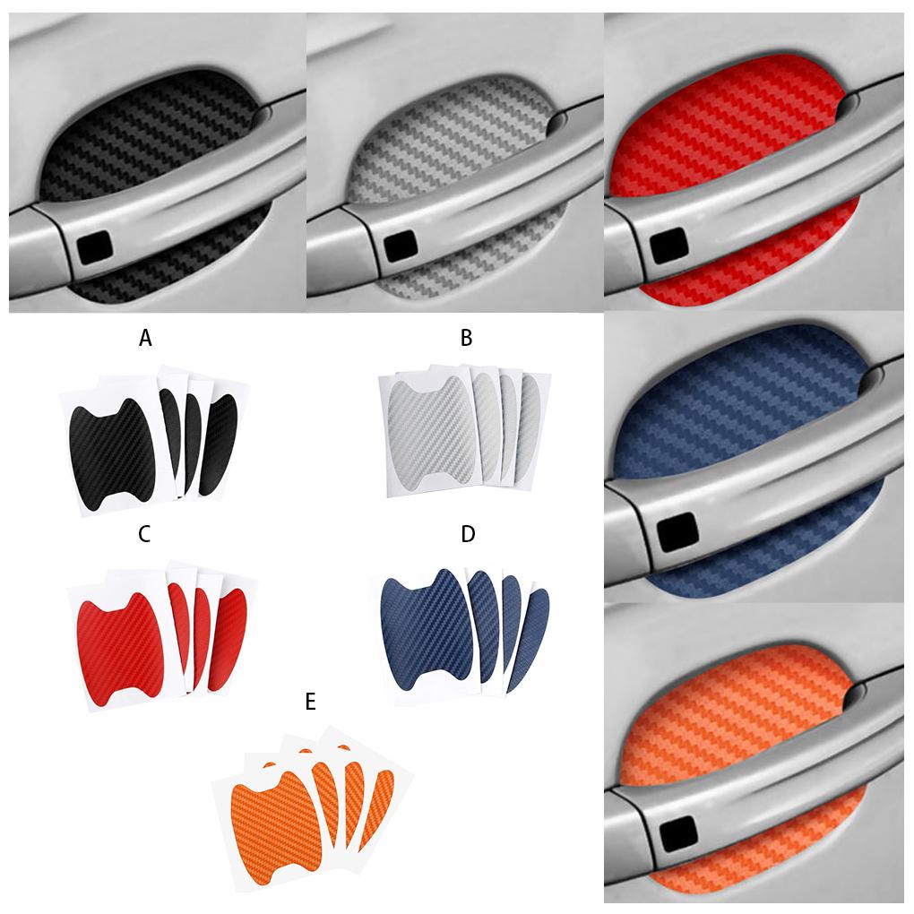 4Pcs/Set Car Door Sticker Carbon Fiber Scratches Resistant Cover Auto Handle