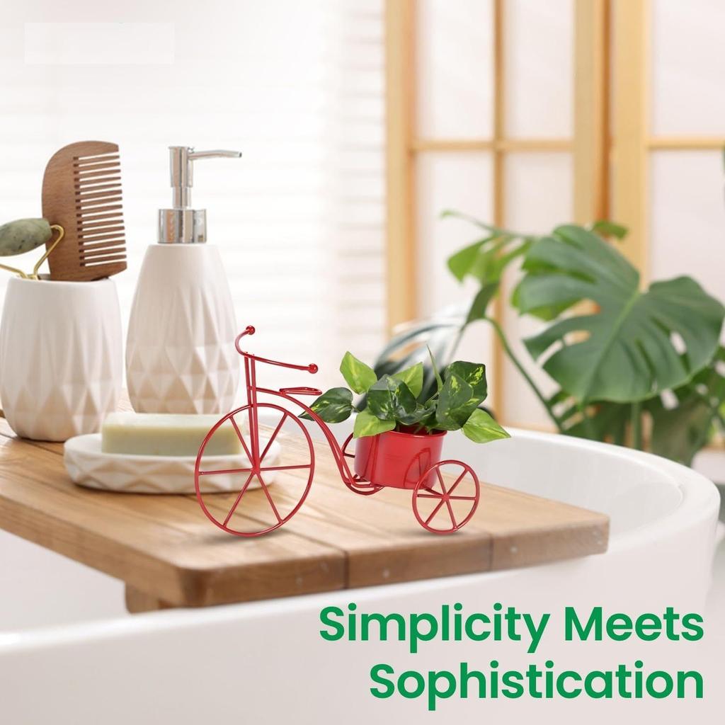 Cycle Shaped Metal Plant Stand for Indoor & Outdoor Use, Decorative Planter Pot for Flowers & Ornaments,