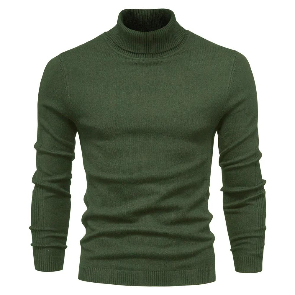 Spring and Autumn Semi-turtleneck Men's Solid Color Round Middle Neck Sweater Foreign Trade Men's Casual Knitted Sweater Thread