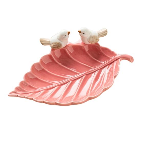 Cute Bird Tray Ceramic Dessert Plate 2 in 1 Jewelry G