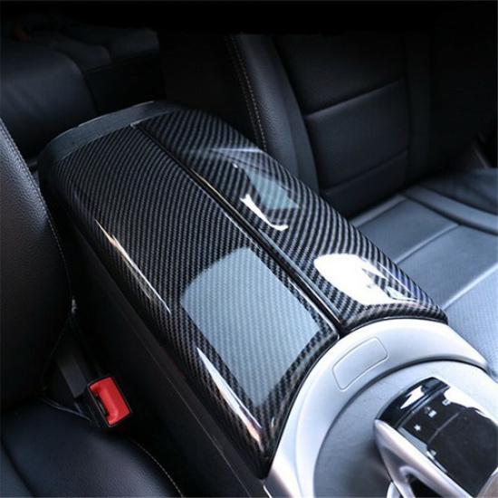 ABS Carbon Fiber Armrest Box Panel Decoration Cover For Mercedes Benz W205 W213