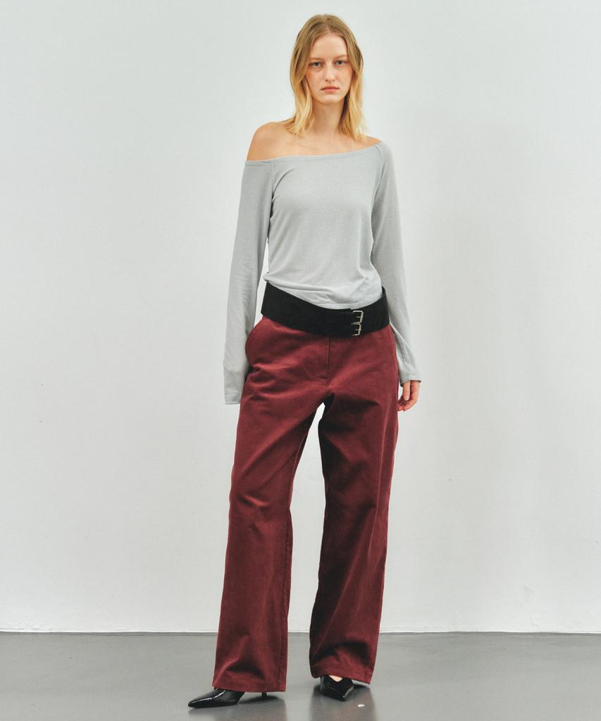 Aente Corduroy Wide Pants -Wine