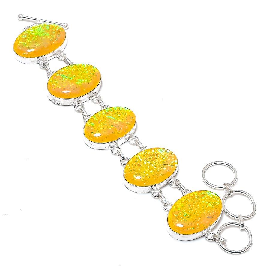 Yellow Australian Triplet Opal Oval Shape Gemstone Bracelet Jewelry 8" PT 2127