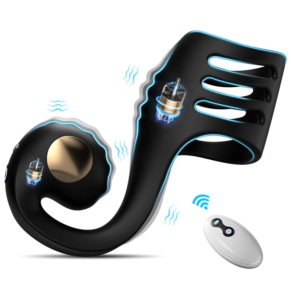 Penis Ring Vibrator Cock Ring Sleeve Snail-Shaped 10 Modes Remote Control Penis Sleeve Clit G-Spot Vibrators Sex Toys for Man