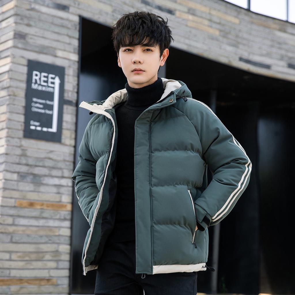 Padded clothes men's winter new padded jacket two bars short bread clothes windproof, waterproof and warm thickened hooded padded clothes