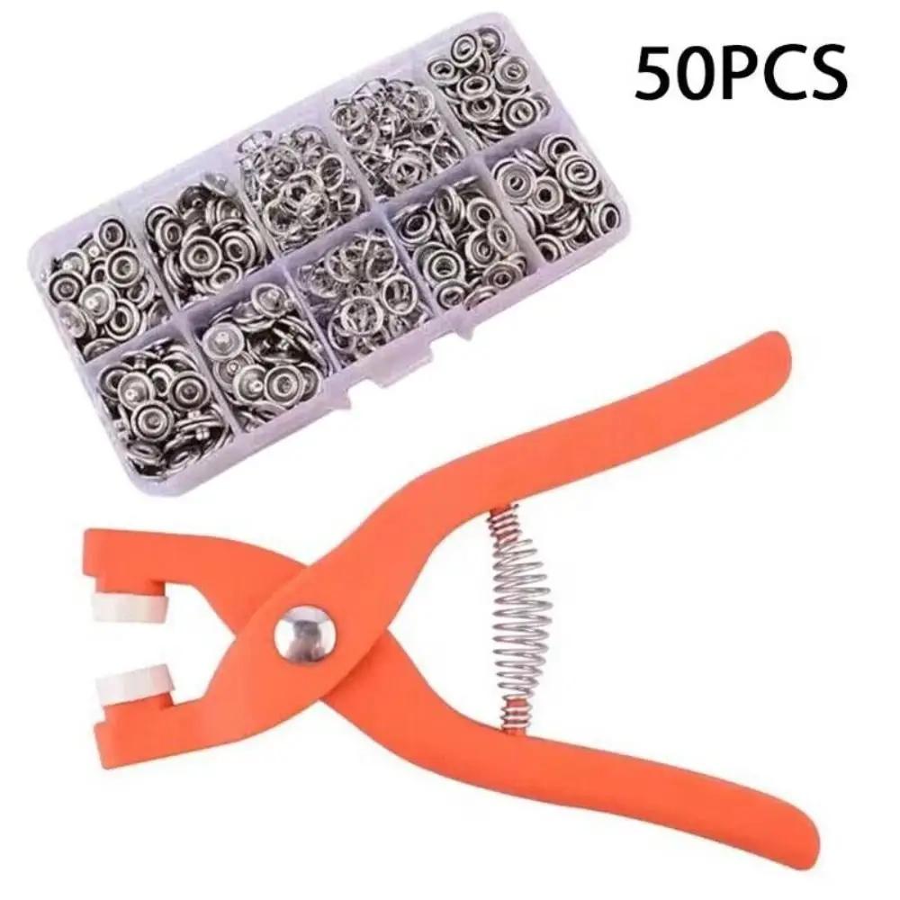 50pcs Snap Strap Five-jaw Buckle Pliers, Installation Tools, Metal Sewing Button Set, Portable Pressure Pliers Hand Tools