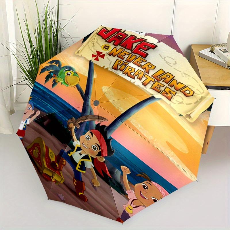 

Jake and the Never Land Pirates Automatic Open/CloseUmbrella-CuteUmbrella with Cute Design, Portable 3-Fold Compact Umbrella for Men & Women