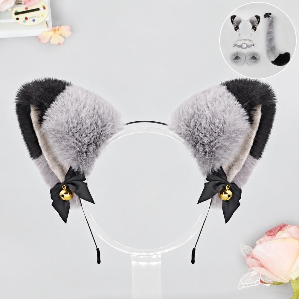 Handmade Fox Ears Hairband Ribbon Bow Animal Cosplay Hair Band Cat Ear Headband  Hair Accessories