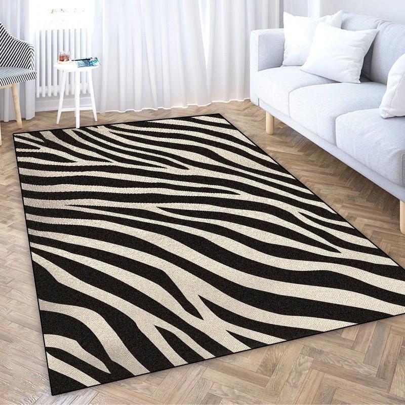 American Style Zebra Stripes Carpet Living Room Bedroom Decoration Bedside Plush Large Rugs Bathroom Water Uptake Non-slip Mat