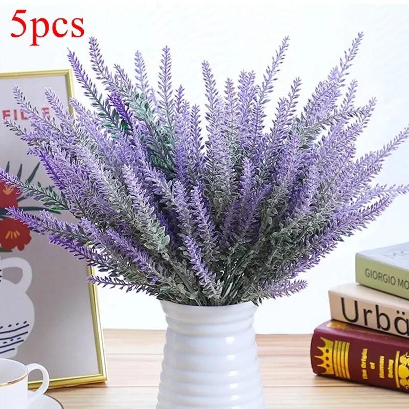 

5Pcs Artificial Lavender Fake Flower Wedding Romantic Provence Decor Nordic Style Vase Storage Home Decor Bouquetl 37cm5 pcs