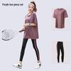 Plus Size Sporty Yoga Three-Piece Set - Breathable, Loose-Fit, Quick-Dry Short Sleeve Fitness Wear for Spring/Summer