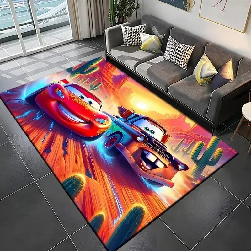  Disney Lightning McQueen Car Printing Carpet Kid Living Room Game Non-slip Soft Entrance Floor Mat Bedroom Home Decor Rug