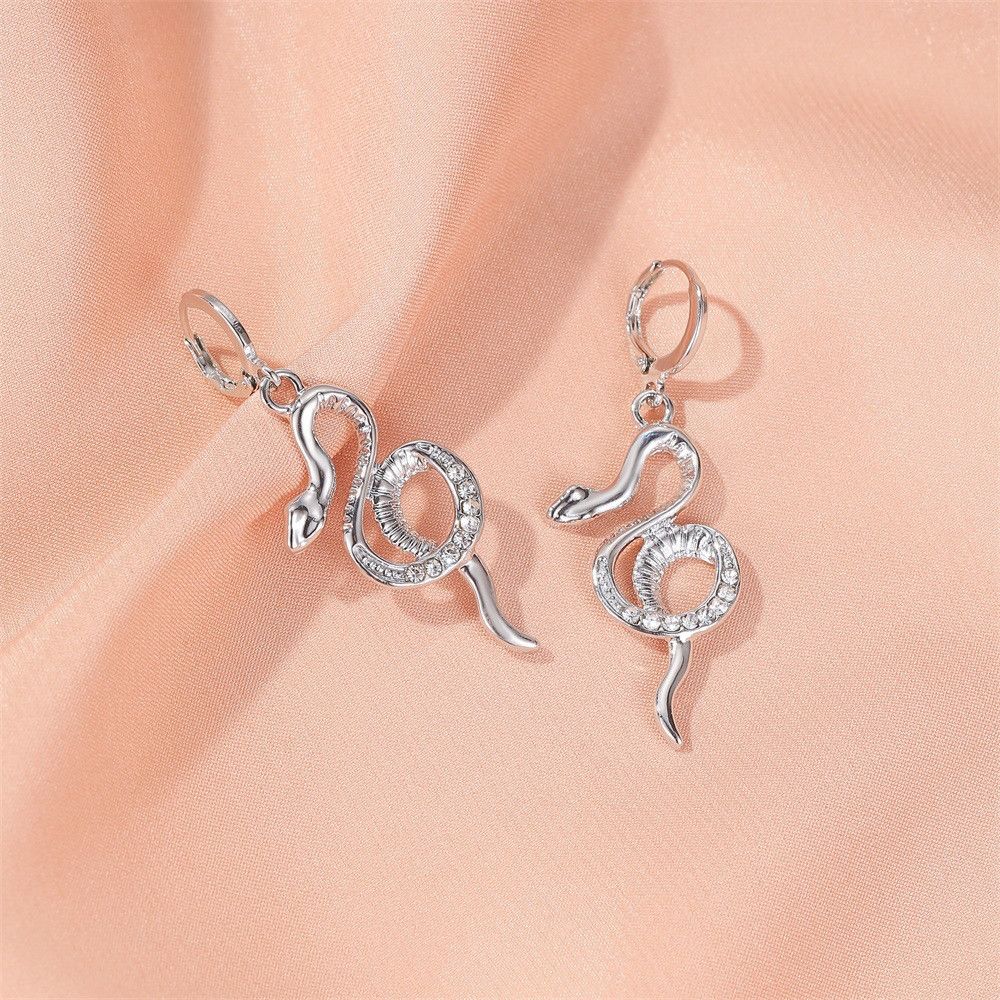Wedding Rhinestone Women Dangle Earring Long Tassel Crystal Drop Earrings Snake Shape