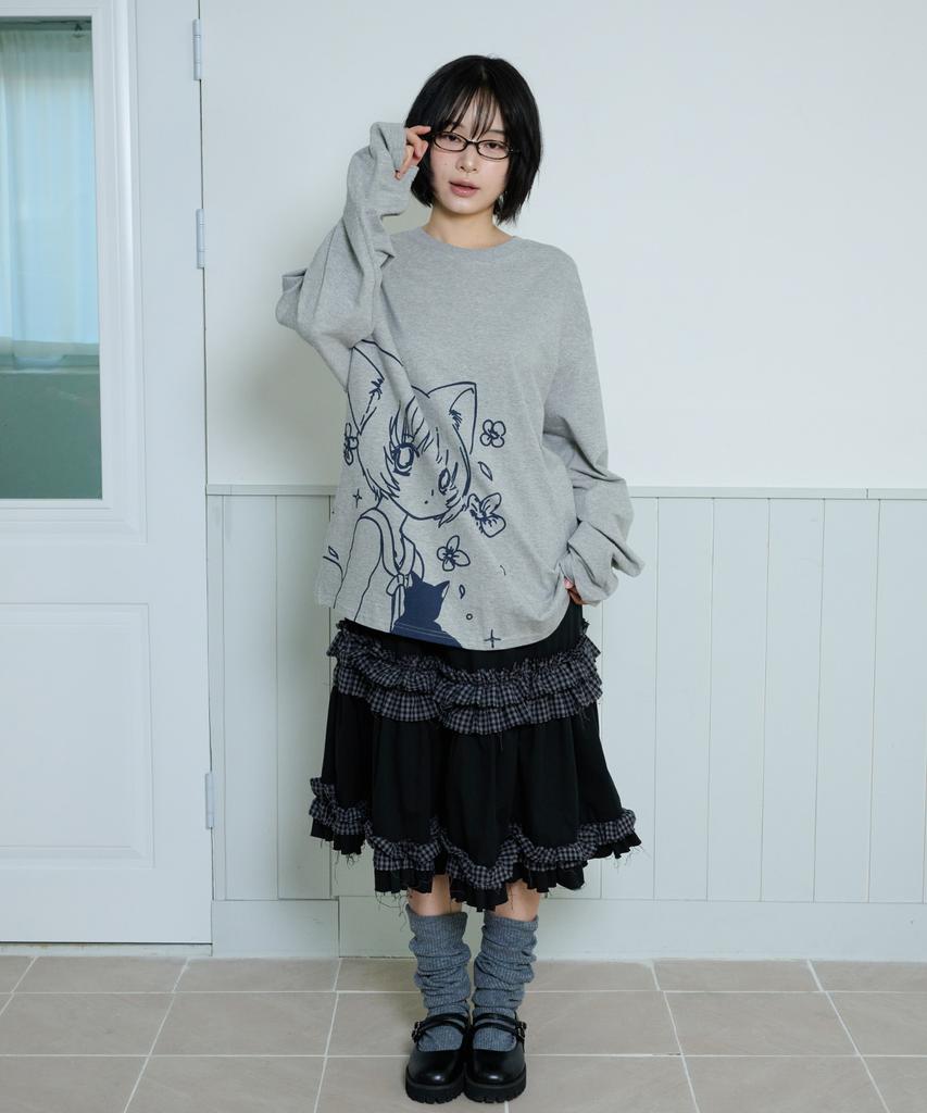 Isjabaibeu Ruffle Point Skirt - Black
