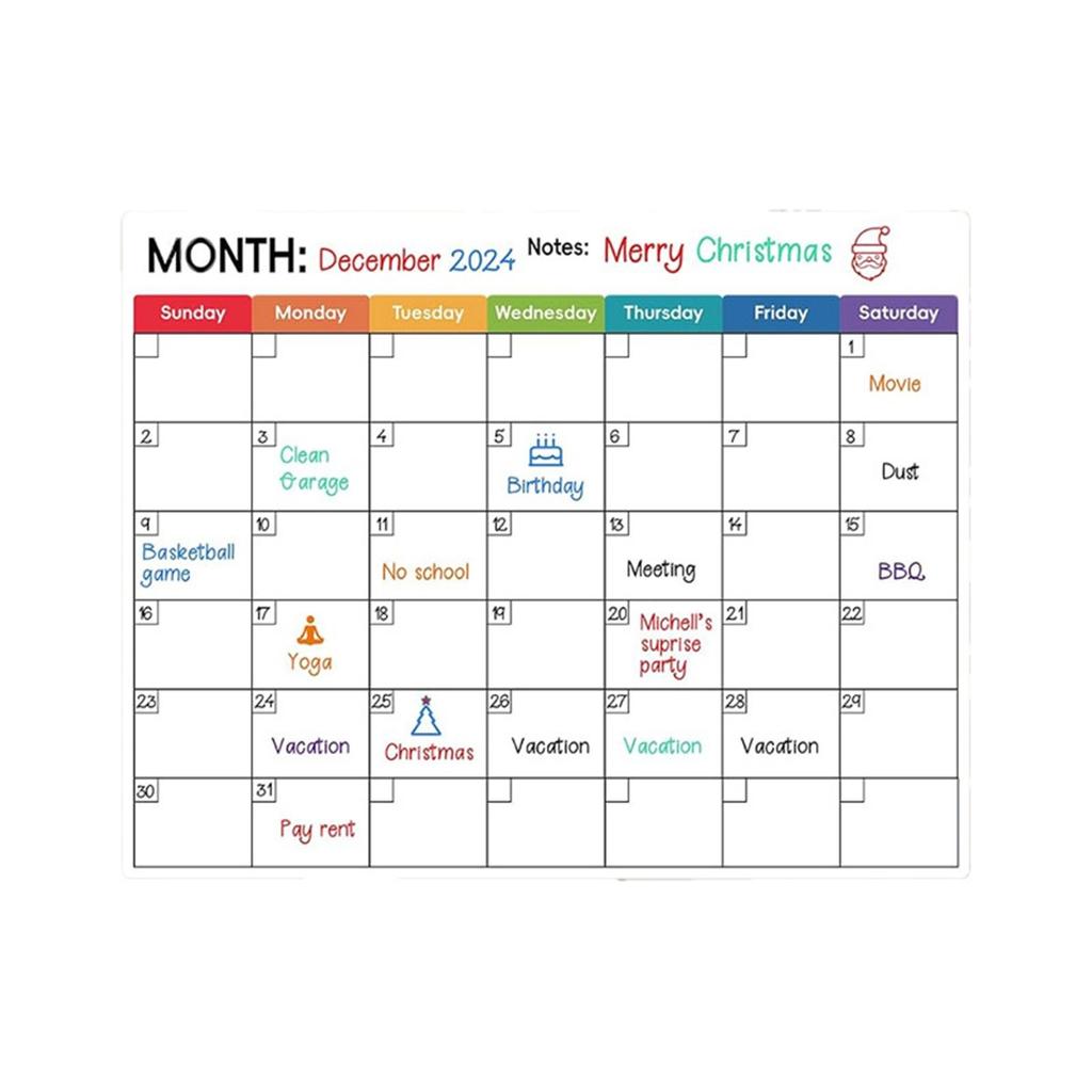 Refrigerator Sticker Magnetic Minimalist Message Sticker Schedule Calendar Month Set Convenient Sticker Menu Magnetic Whiteboard Sticker10ML