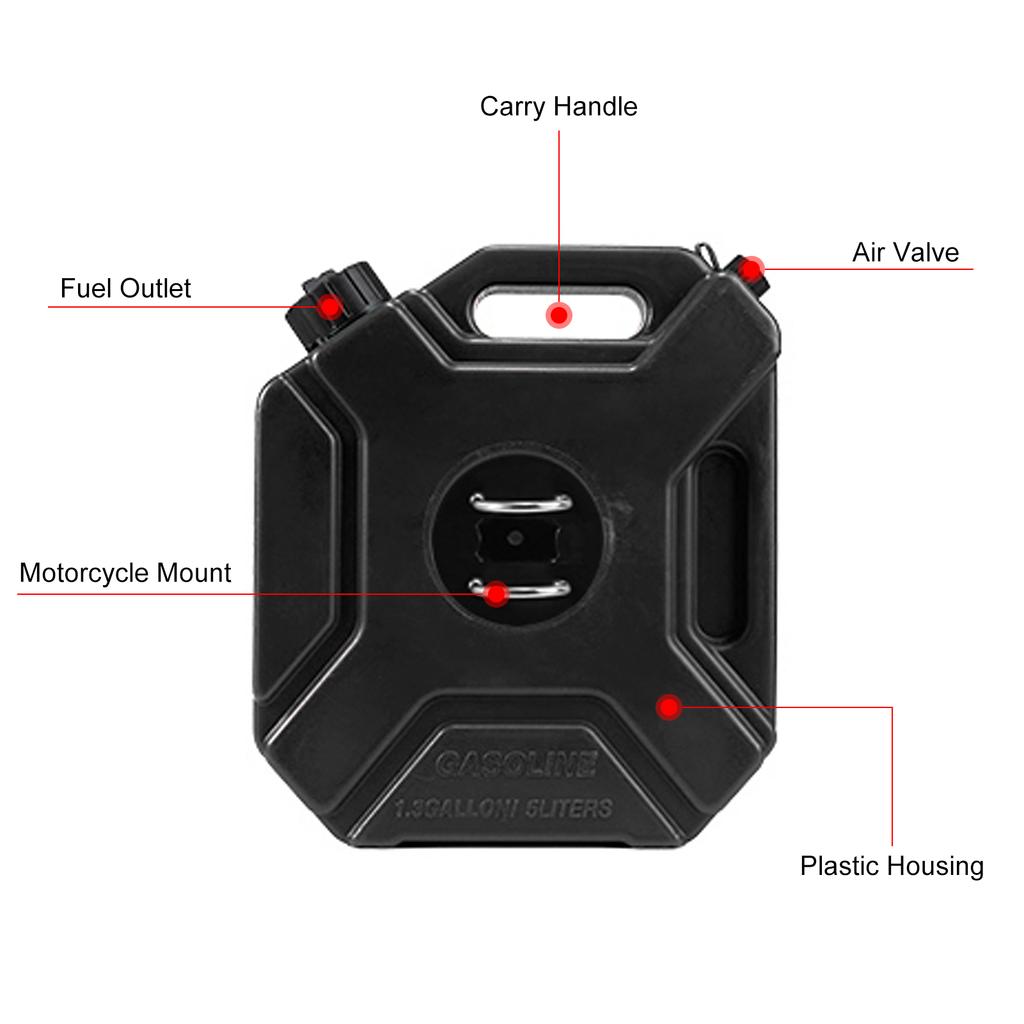 1.3 Gallon Gas Tank 5L Portable Backup Oil Can with Lock and Keys Fits for Motorcycle SUV ATV Most Cars