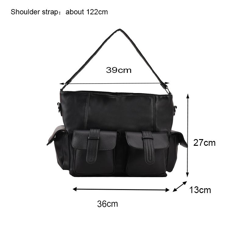 Female Stylish Tote Bag Black Hobo Handbag Large Capacity Shoulder Bags Ladies Soft PU Leather Messenger Bags Women Shopper Bag