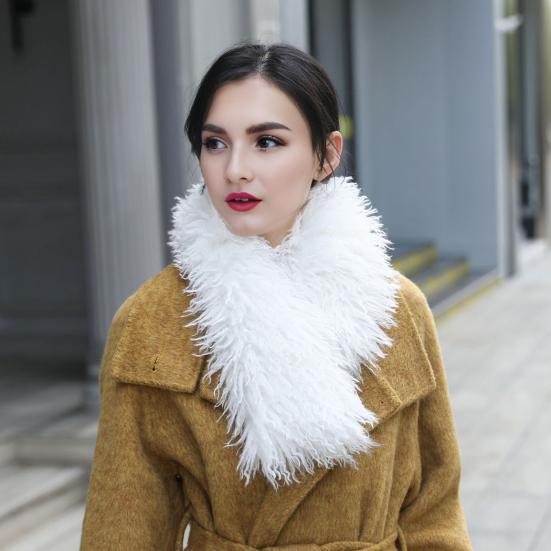 Plush Scarf with Magnetic Design Solid Color Women Thickened Warm Scarf Coat Accessory Daily Commuting Wear