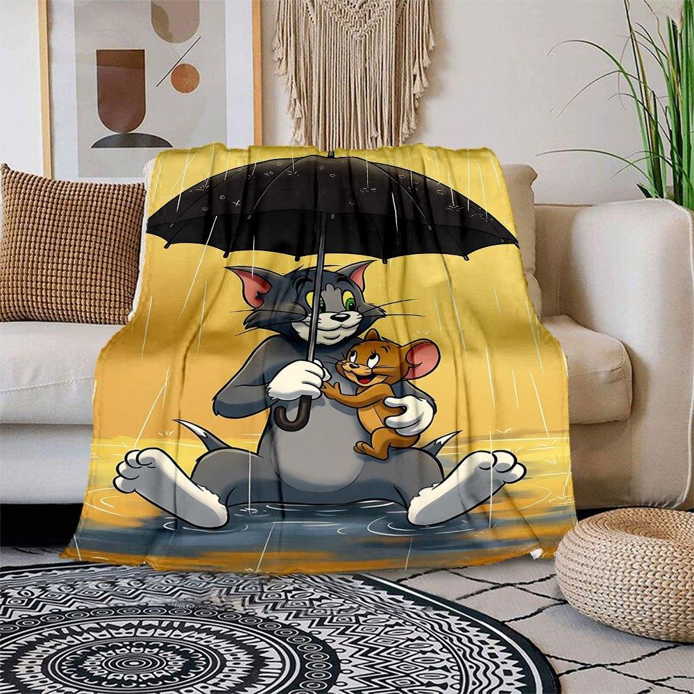 

Tom & Jerry Rainy Day Adventure Poster PrintBlanket Flannel Throw Blanket for Sofa, Bed, Travel, Camping, Office 100x150cm