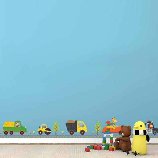 Cartoon Car Road Pattern Removable Wall Stickers DIY Art Decal Kids Room Decor