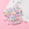 Acrylic DIY Cube Square Heart Printed Big Hole Beads for Bracelet Making Jewelry Findings