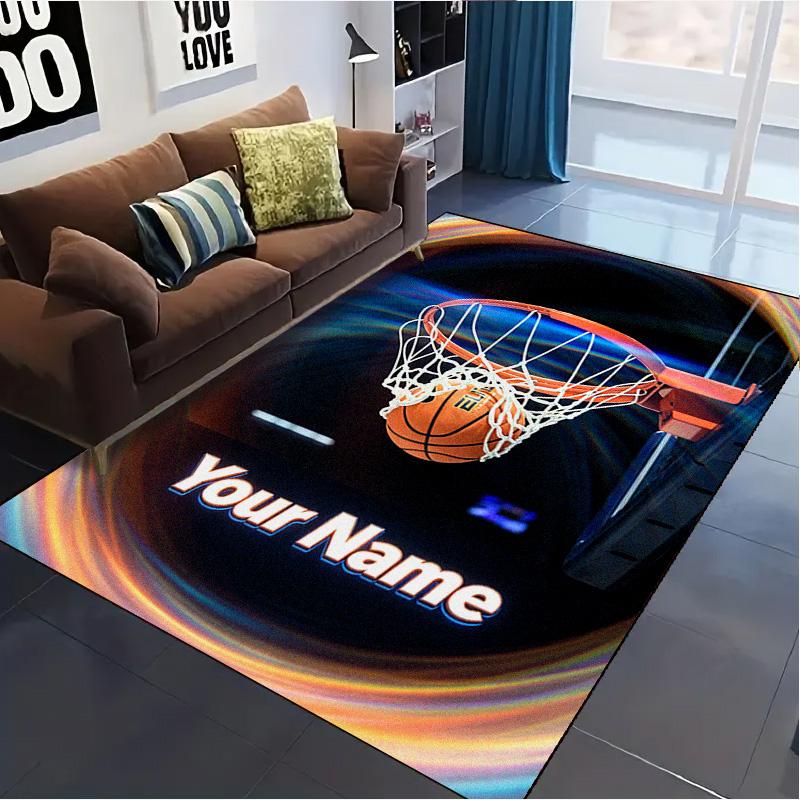 Name Custom Basketball Art Carpet Rug for Living Room Bedroom Home Sofa Decoration,Kids play Non-slip Floor Mat