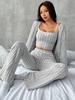 2024 Autumn/Winter European & American Women's Casual Knit Three-Piece Set: Stylish Homewear Fashion
