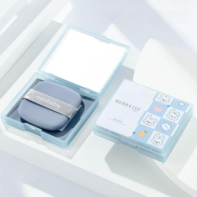 Jericoure - Set: Blotting Paper + Square Powder Puff + Mirror Case Grayish Blue