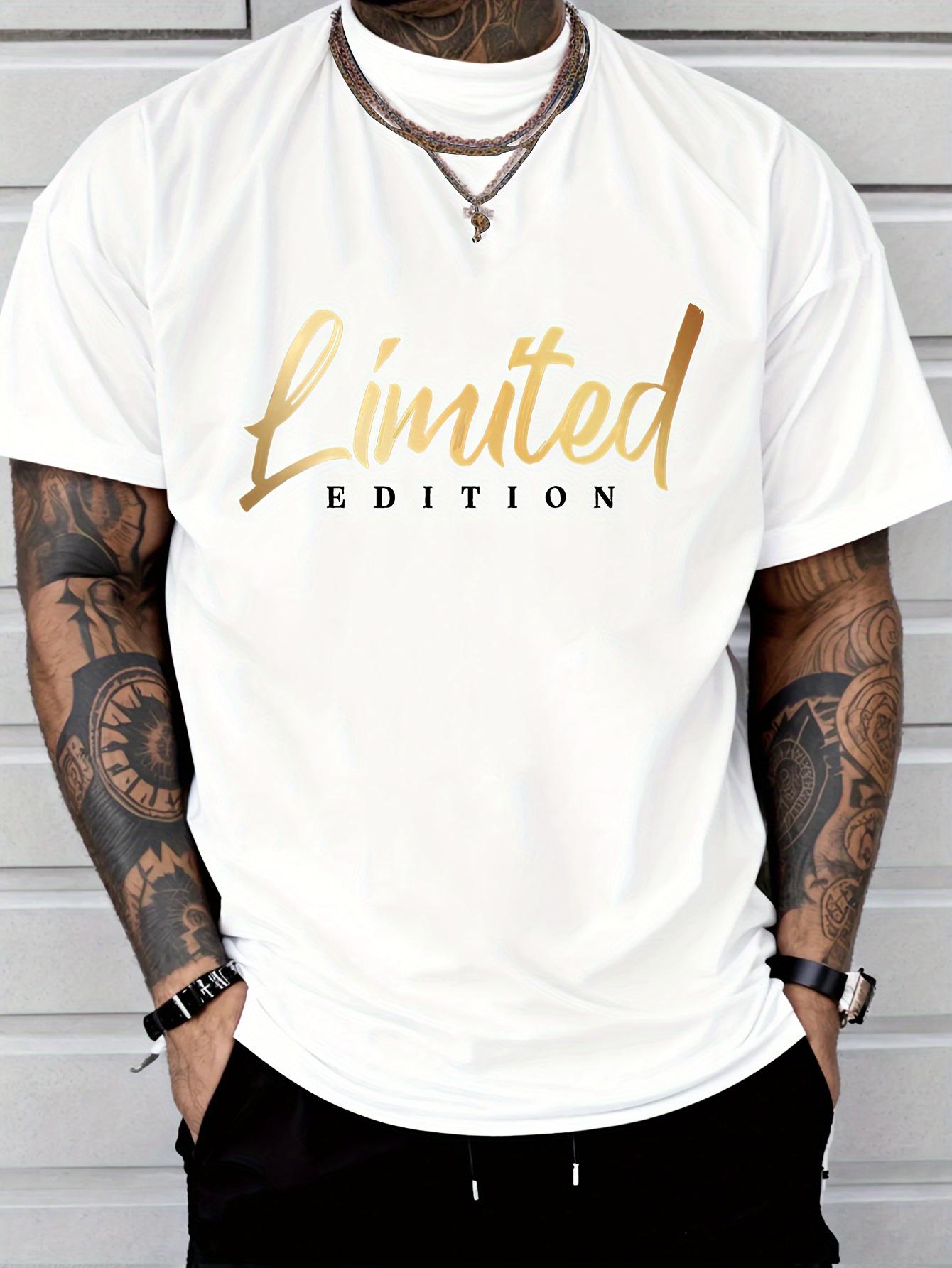 Stylish Alphabet Design Printed Versatile Round Neck Short Sleeve Tee M