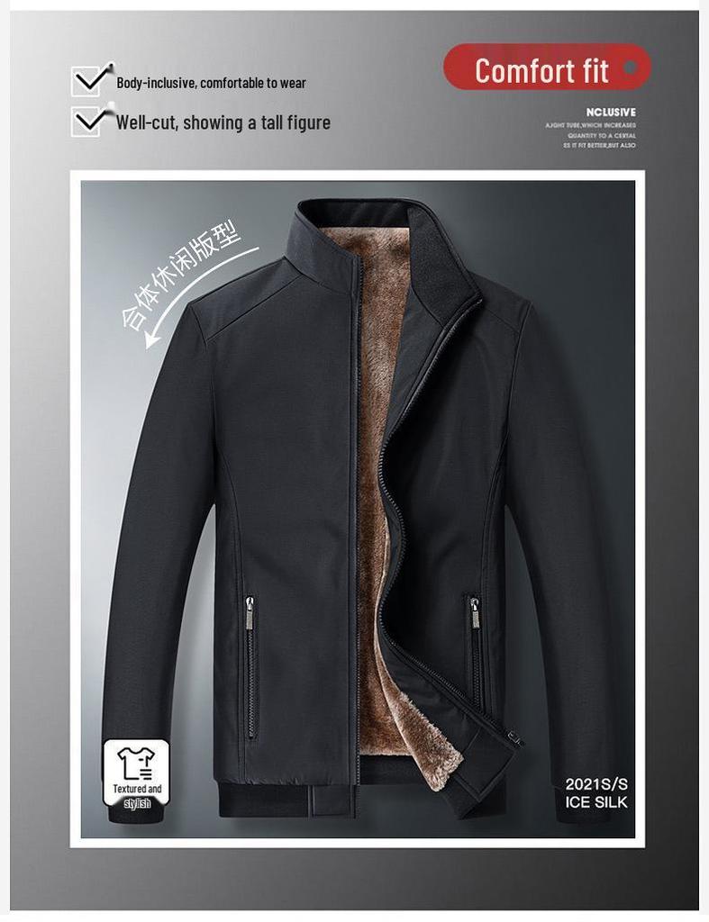 Herren Dicker Warmer Samtmantel für Herbst/Winter - Übergröße, Modische Jacke für Mittelalte/Ältere