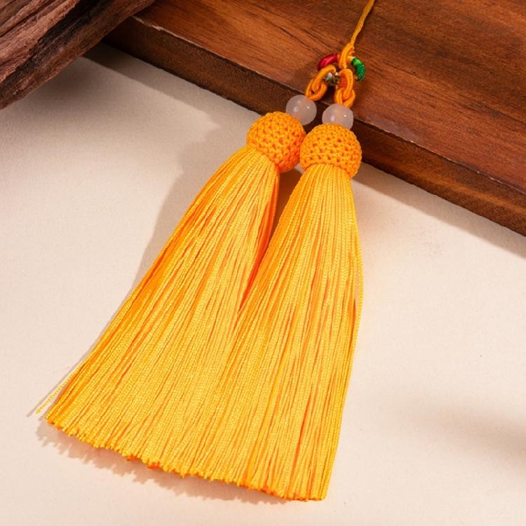 Versatile Keychain with Double Tassels Designs Polyester Silk Fringe with Loop for Keys Bags Decoration