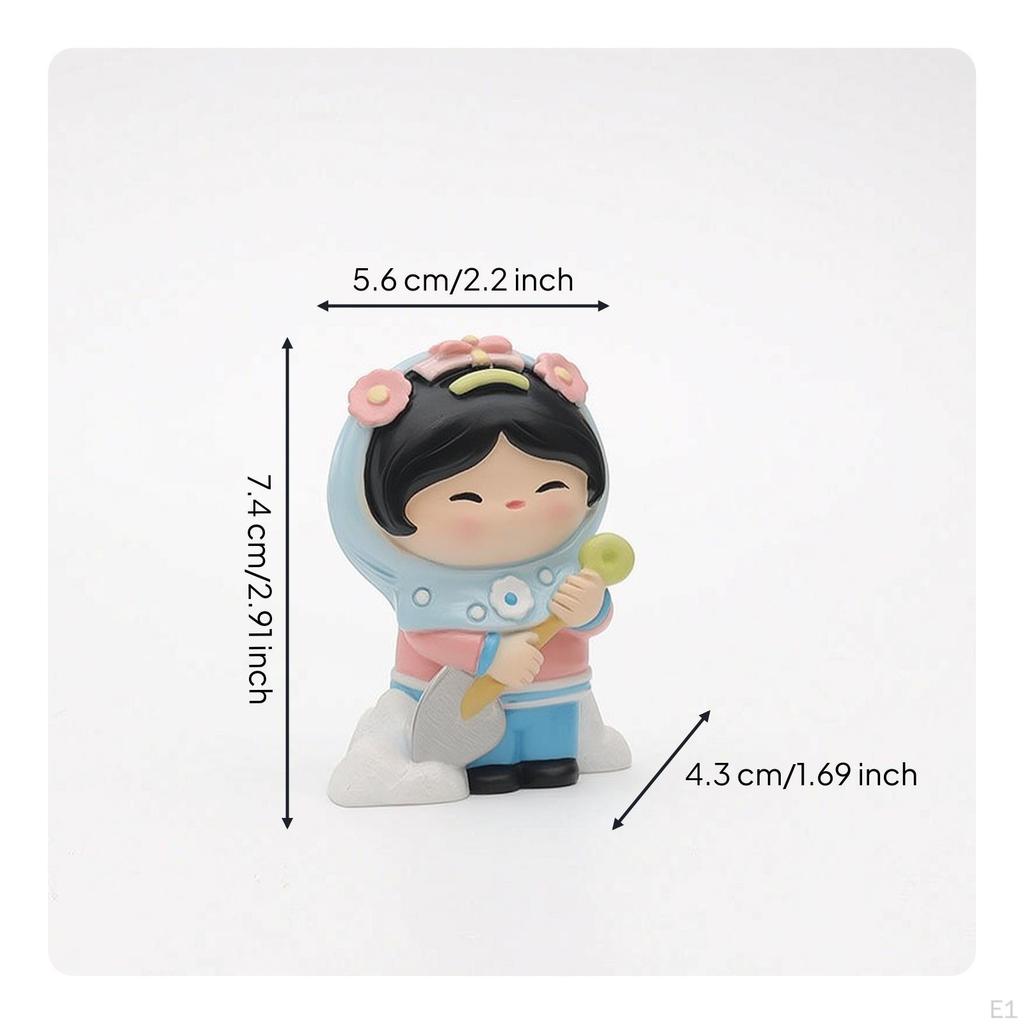 Hui'an Female Woman Figurine Miniature Cartoon Collectible Desk Ornament for Journeyers,