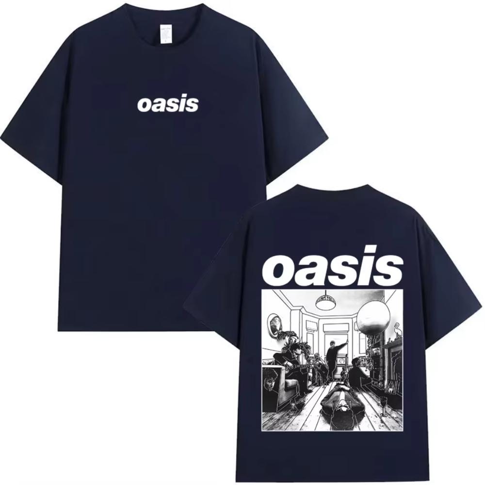 Hip Hop Oasis Pattern Printed T-Shirts Summer New Men'S Women Loose Harajuku Round Neck Cozy Short Sleeved Tshirt American Trend