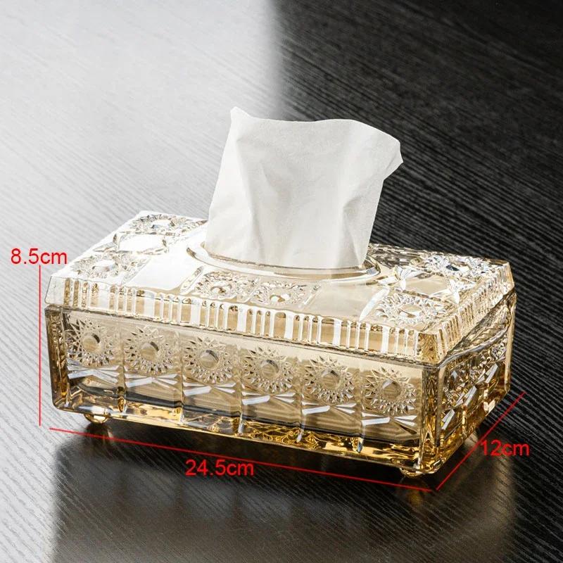 

Relief Pattern Glass Tissue Boxes Paper Towel Napkin Holders Home Living Room Desktop Toilet Box Storage Containers