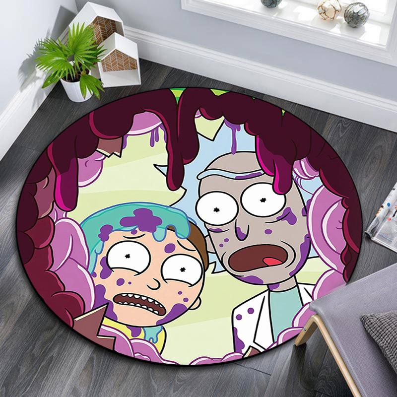 Rick and Morty2 Round Area Rug,Carpet Rug for Living Room Bedroom Sofa Playroom Decor,Non-slip Floor Mat