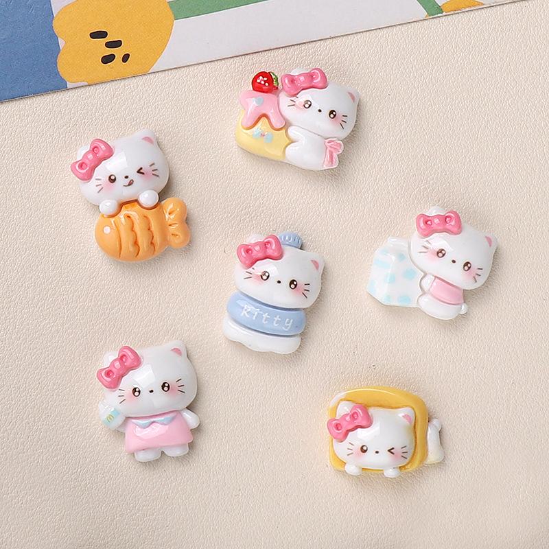 12/120PCS Cartoon DIY ResinAccessories Jewelry Fish Riding Cat Cream Glue Handmade Hair Clips Phone Case Shoe Buckle Accessories