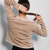 GMXIA Women's Striped Sweater Autumn Fashion Trend Thread Clashing Colour Crew Neck Knit Striped Sweater