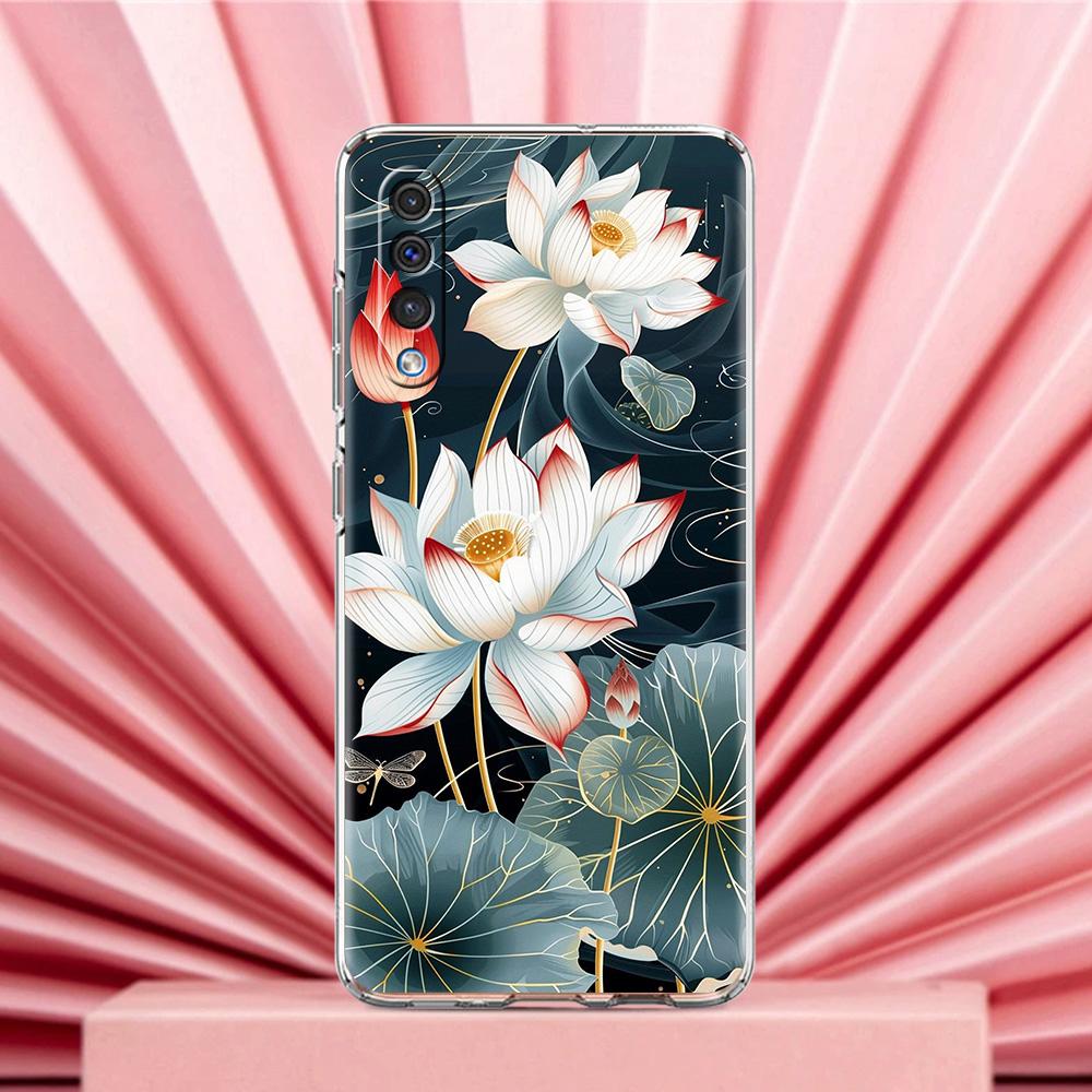 Phone Case For Samsung A56 A36 A26 A24 A16 A14 A12 A32 A50 A70 A20E A22 A40 A34 A54 A42 A52 5G A04s A06 Cover Lotus Pattern