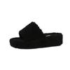 One-word Women Wear 2025 Autumn New Outdoor Thick Bottom Internet Celebrity Warm Lamb Wool Slippers
