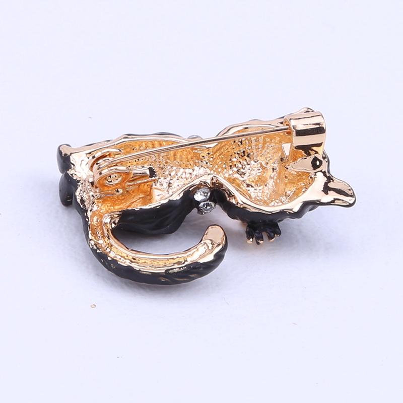 Cute Pride Cat Brooch For Party Clear Crystal Enamel Pin Black Animal Brooch For Women Jewelry Accessories Girl 'S Gift
