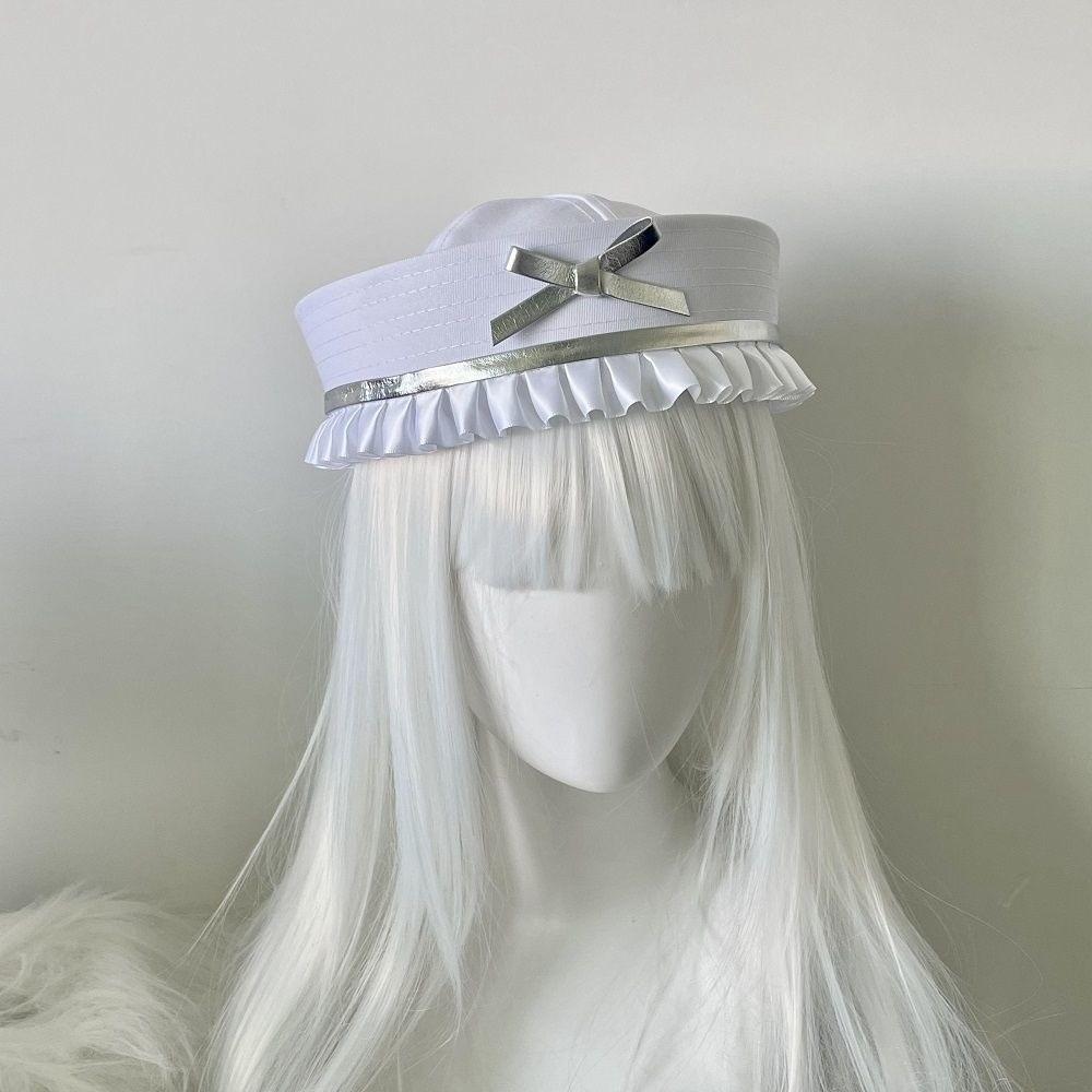 Ruffle Sailor Hat Dome Navy Cap Retro JK Bow Beret  Travel