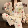 High Value, Sweet Ins Style, Cute Imitation Cotton Pajamas, Women's Casual Loungewear, Long Sleeves and Trousers Two-piece Set