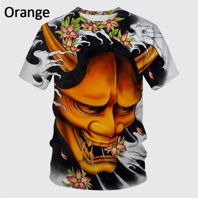 

Новое искусство японского призрака Праджня с 3D принтом, летняя мужская рубашка с круглым вырезом и коротким рукавом, футболка XXXXXL оранжевый