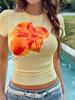 Di Yun 2025 Spring/Summer Y2K Women's Floral Slim Fit Cropped Tee