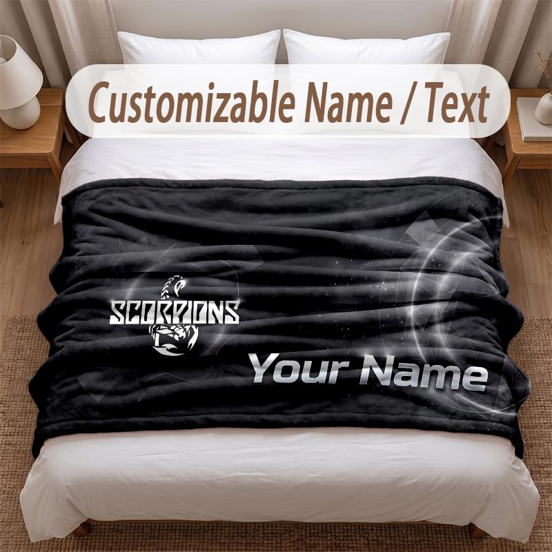 Skorpione Aufdruck Flanelldecke Benutzerdefinierter Name Text Weich Warm Überwurf Für Schlafzimmer Feiertagsgeschenk